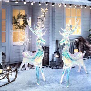 2Pc Foil Jumbo Festive Holiday Christmas Balloon Decorations Reindeers Shimmer